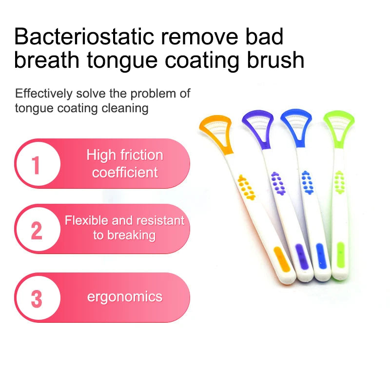 Tongue Scraper Tongue Cleaning Brush Care Plastic Tongue Scraper Travel Portable Freshen Breath Tongue Brush Cleaner for Oral Ca