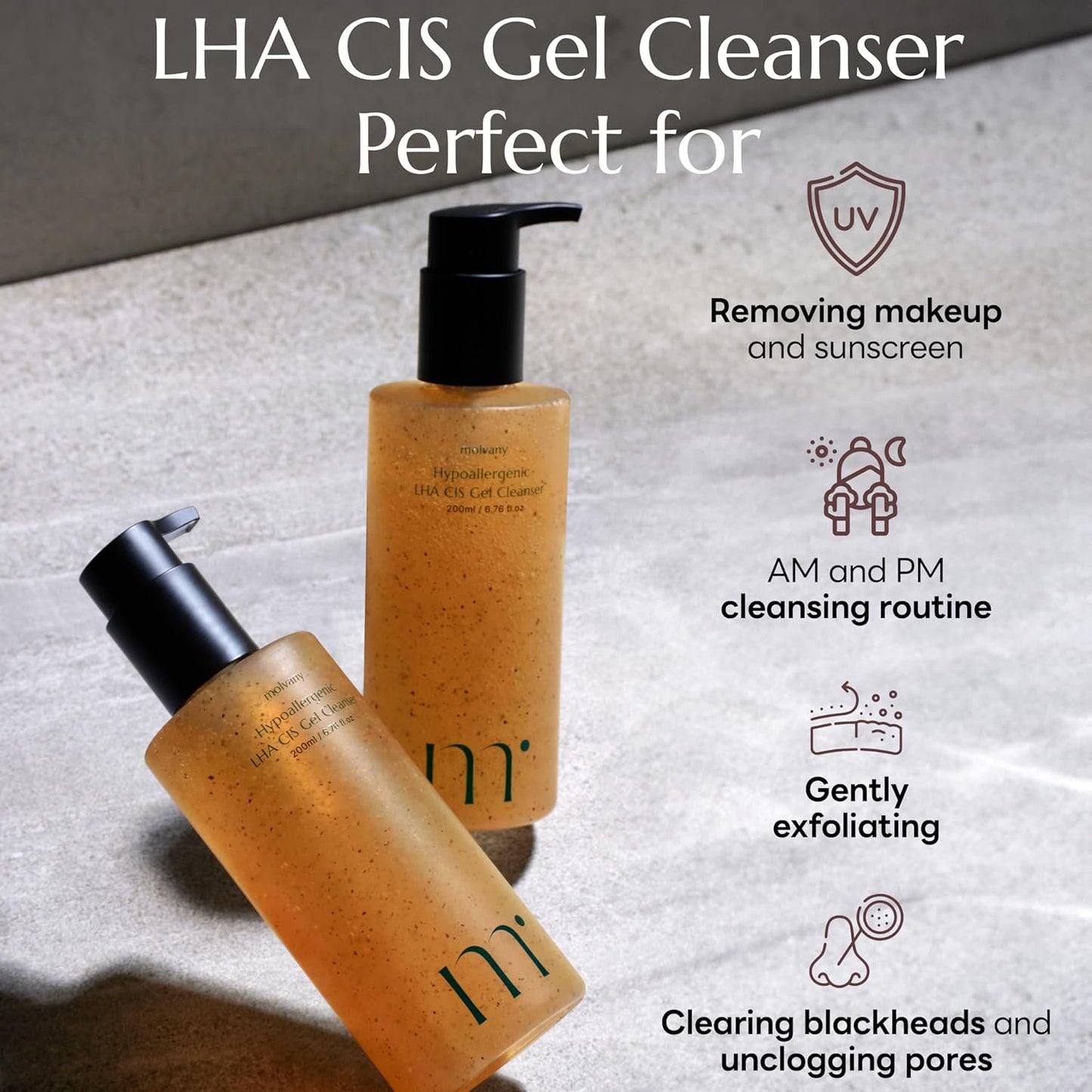 Molvany Gel Cleanser - Low pH Korean Facial Wash 6.76oz