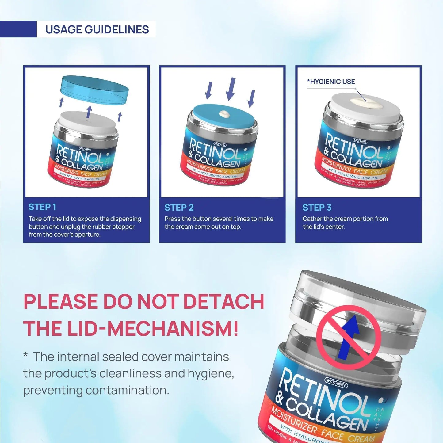 Retinol Cream for Face Collagen Retinol Moisturizer with Hyaluronic Acid 1.8 Oz DD